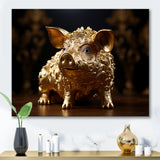 Golden Gilded Swine - Pig Canvas Wall Art
