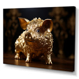 Golden Gilded Swine - Pig Canvas Wall Art