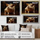Golden Gilded Swine - Pig Canvas Wall Art