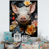 Curious Blooming Piglet - Pig Wall Decor