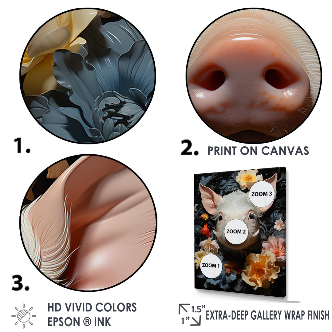 Curious Blooming Piglet - Pig Wall Decor