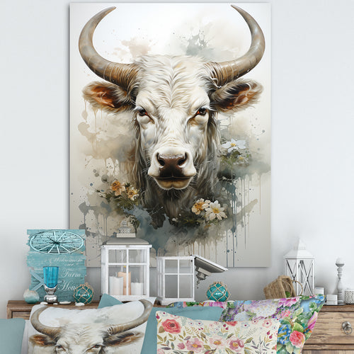 Forever Grazing Flower Cow Portrait - Cow Wall Art Prints