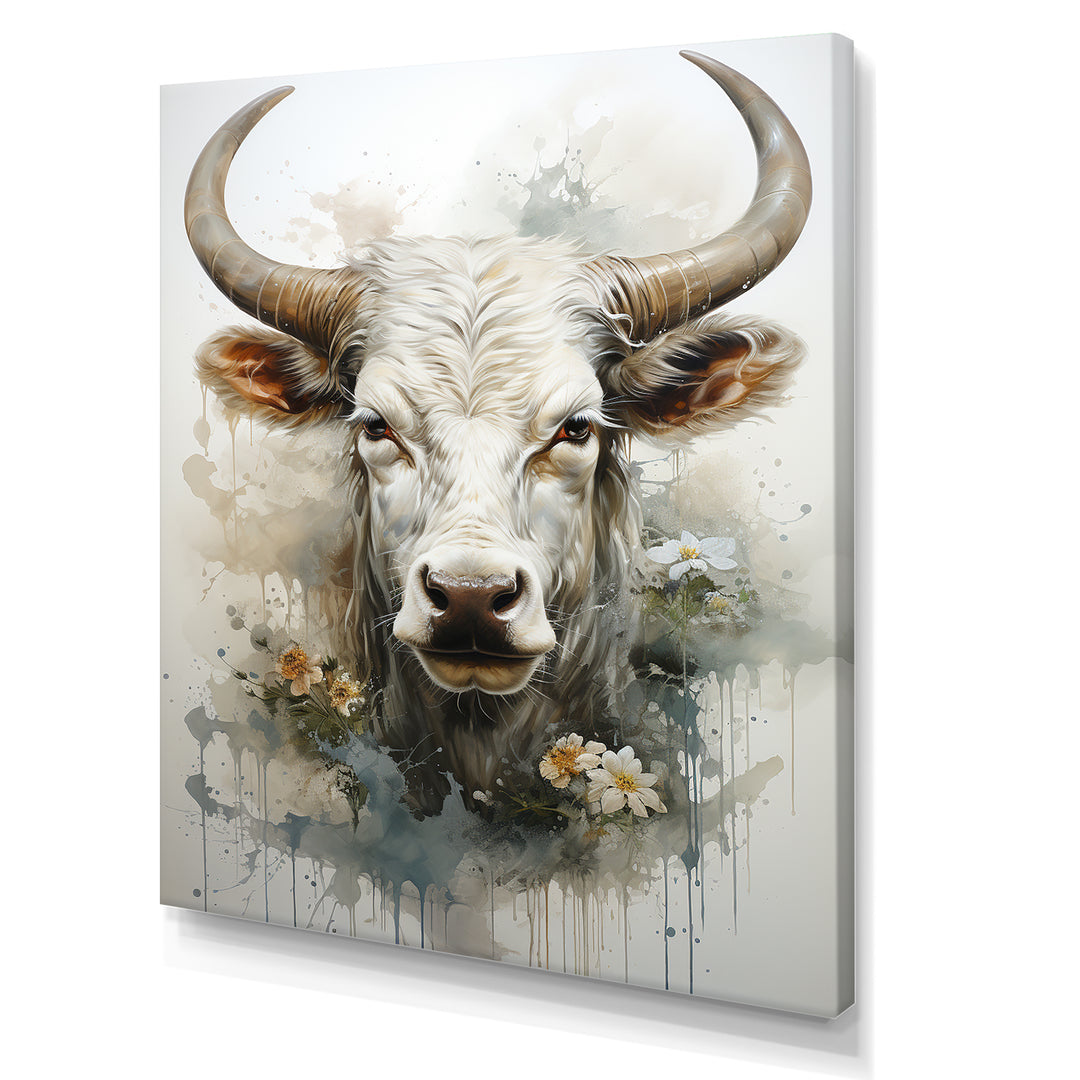 Forever Grazing Flower Cow Portrait - Cow Wall Art Prints