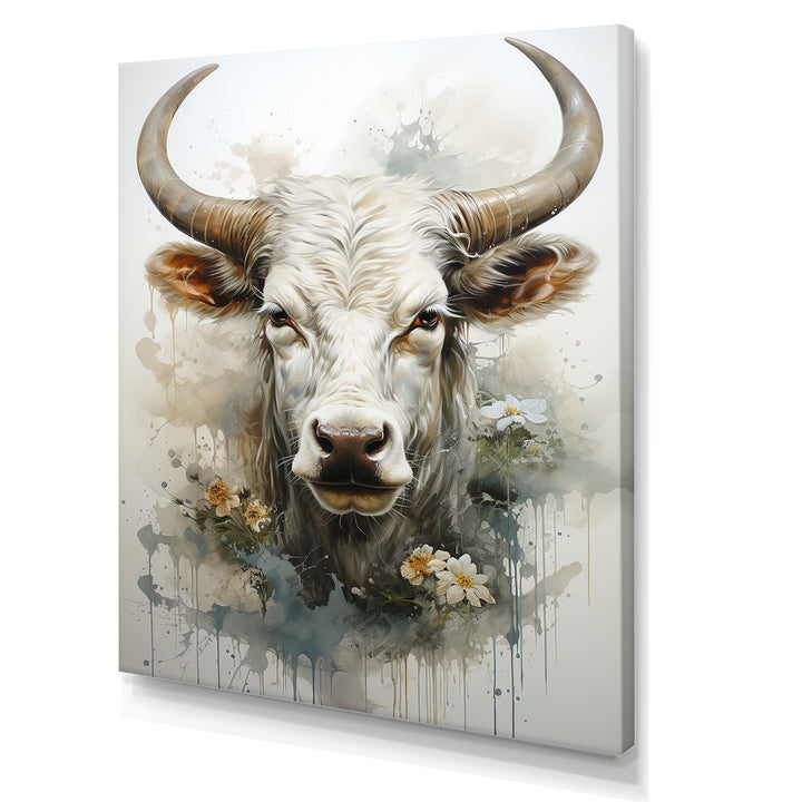 Forever Grazing Flower Cow Portrait - Cow Wall Art Prints