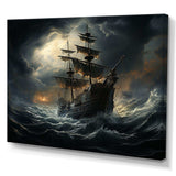 Pirate Ship At Stormy Seas - People Canvas Wall Art