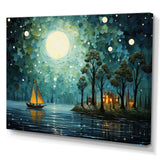 Moonlight Whimsical Pirate Ship Tales Of The Tides - People Canvas Wall Art