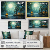 Moonlight Whimsical Pirate Ship Tales Of The Tides - People Canvas Wall Art