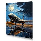 Futuristic Aircraft S Last Checks At Moonlight - Plane Canvas Wall Art
