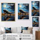 Futuristic Aircraft S Last Checks At Moonlight - Plane Canvas Wall Art