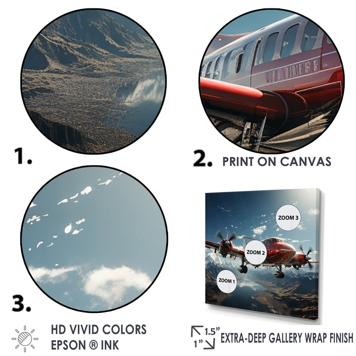In Flight Jet Plane Horizons - Plane Canvas Wall Art