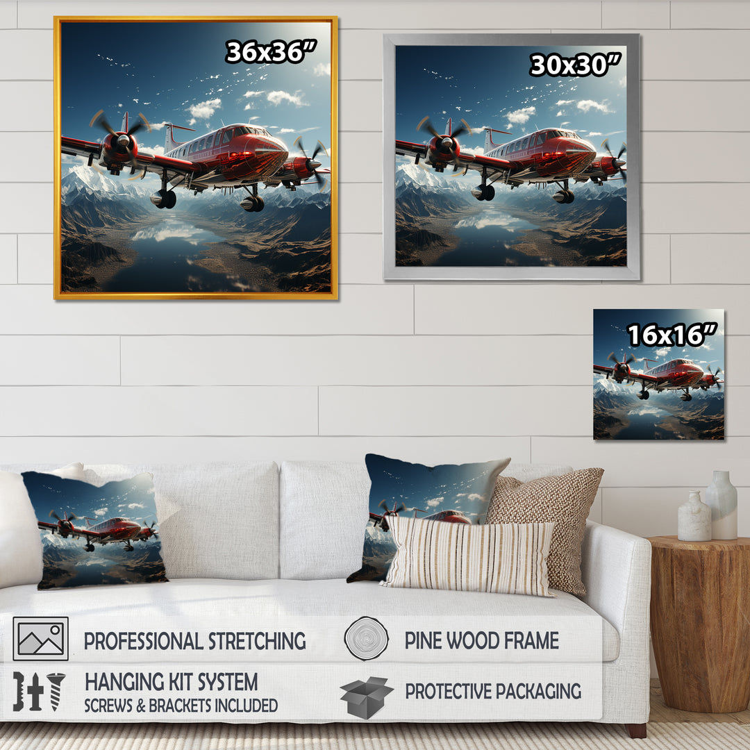 In Flight Jet Plane Horizons - Plane Canvas Wall Art