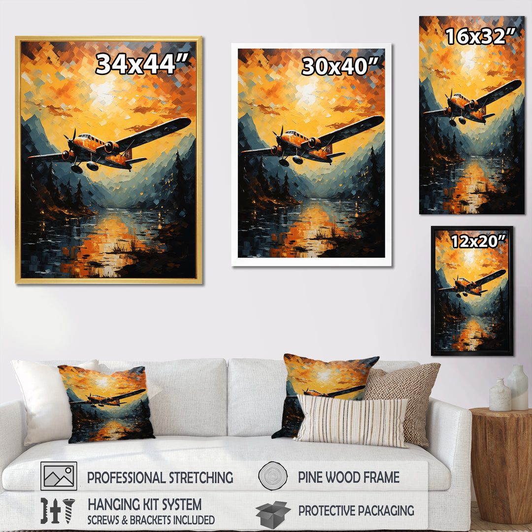 In Flight Plane Horizons - Plane Canvas Wall Art