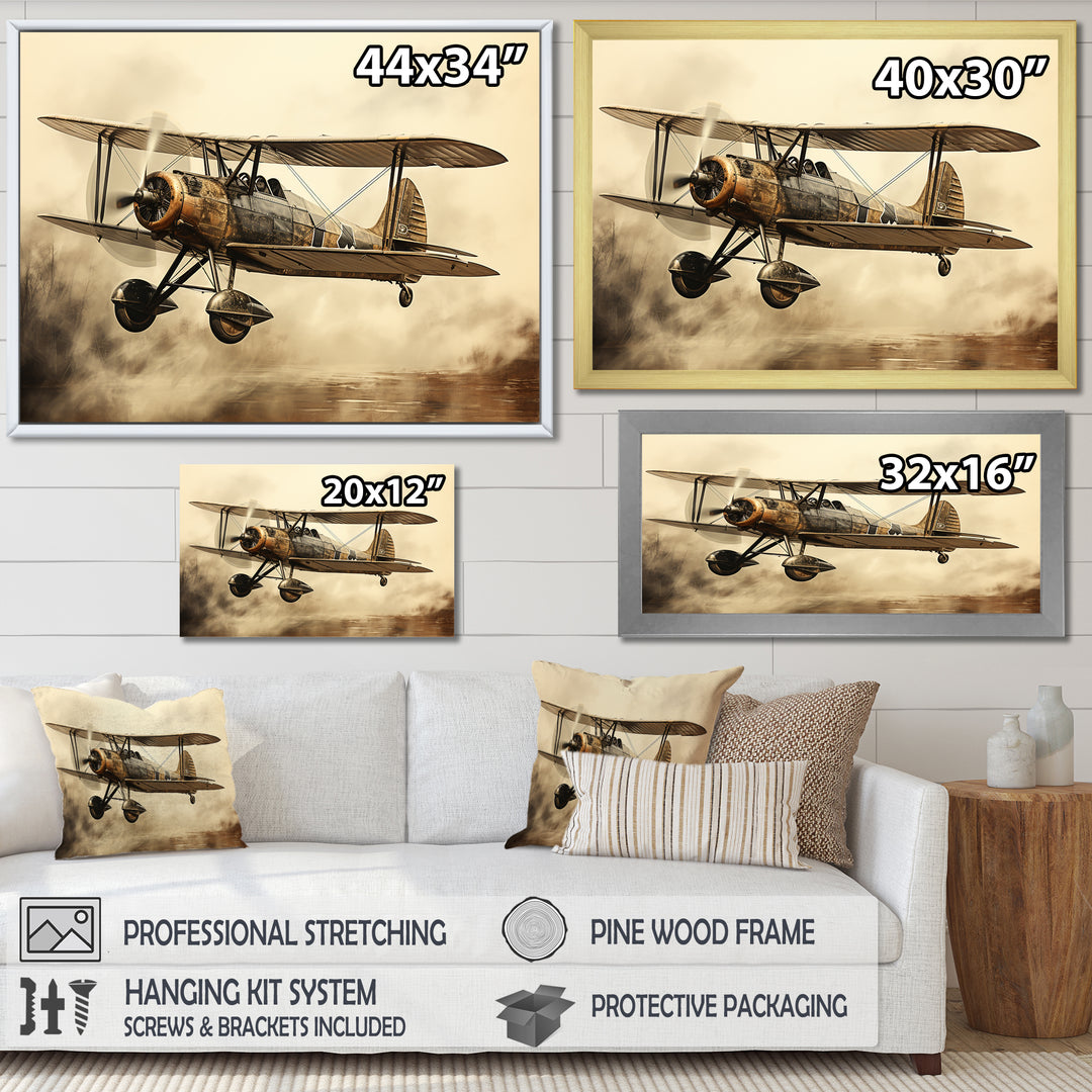 Historic Plane Glory Mid Flight - Plane Canvas Wall Art