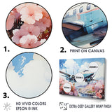 Floral Art Of Aviation - Plane Canvas Wall Art
