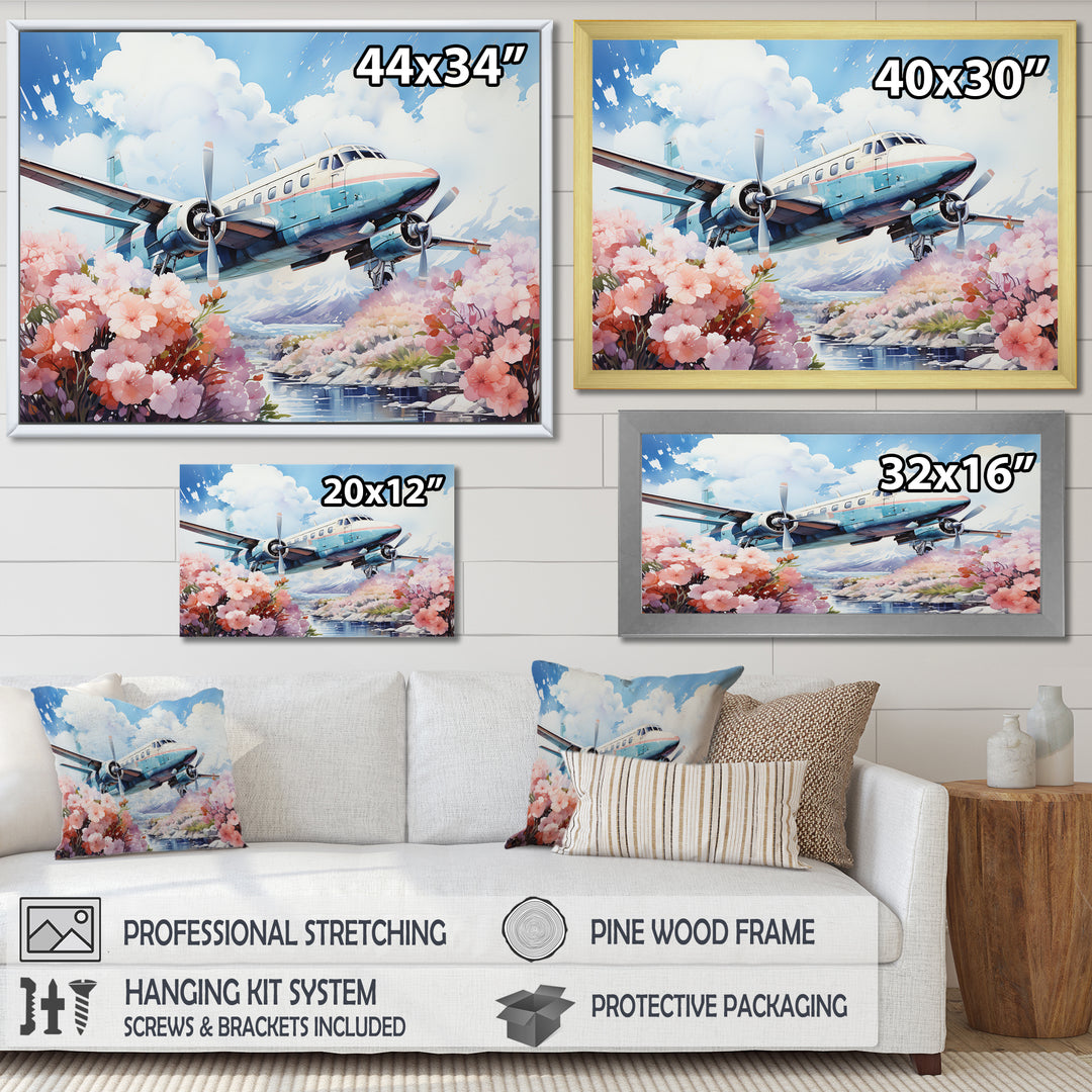 Floral Art Of Aviation - Plane Canvas Wall Art