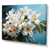 Meticulously Rendered White Plumeria Blossoms P Dba522B1 - Floral Canvas Wall Art