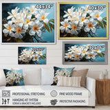 Meticulously Rendered White Plumeria Blossoms P Dba522B1 - Floral Canvas Wall Art