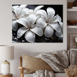 Plumeria Blooms In Stormy Grays - Floral Canvas Wall Art