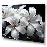 Plumeria Blooms In Stormy Grays - Floral Canvas Wall Art