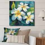 White Plumeria Symphony Magic I - Floral Canvas Wall Art