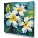 White Plumeria Symphony Magic I - Floral Canvas Wall Art