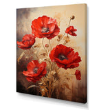 Poppies Scarlet Solitude I - Floral Canvas Wall Art