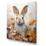 Bunny S Curious Foliage Charm - Beige Rabbit Wall Art