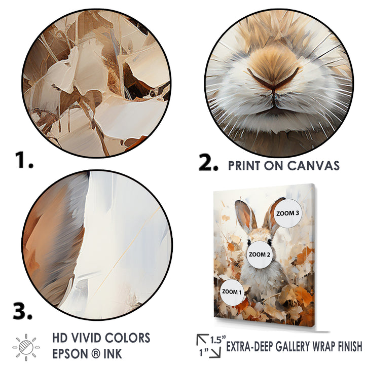 Bunny S Curious Foliage Charm - Beige Rabbit Wall Art