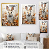 Bunny S Curious Foliage Charm - Beige Rabbit Wall Art