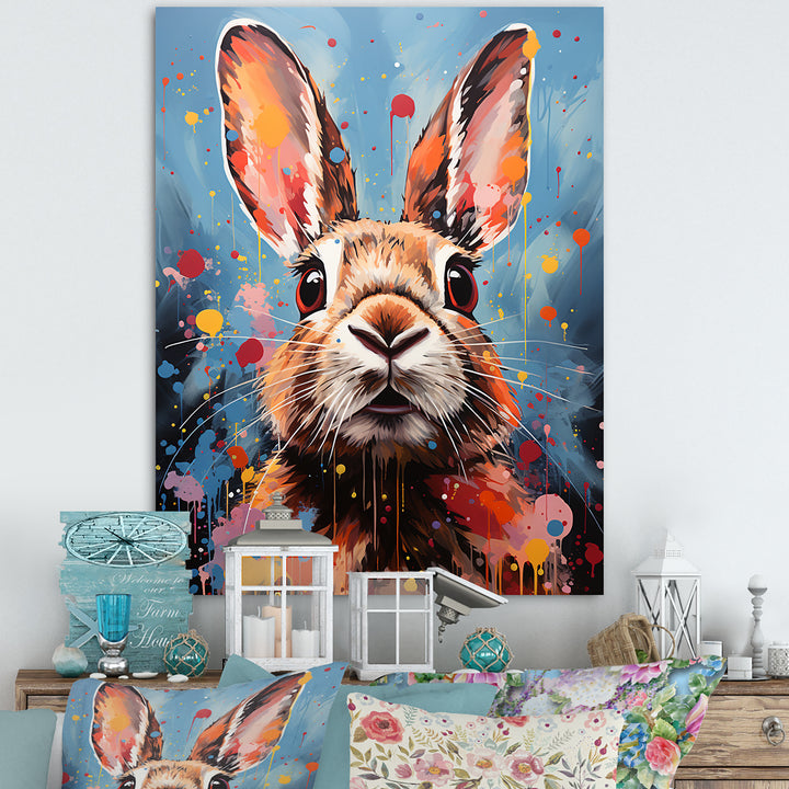 Pop Art Portrayal Of A Rabbit Hues - Rabbit Framed Canvas Art