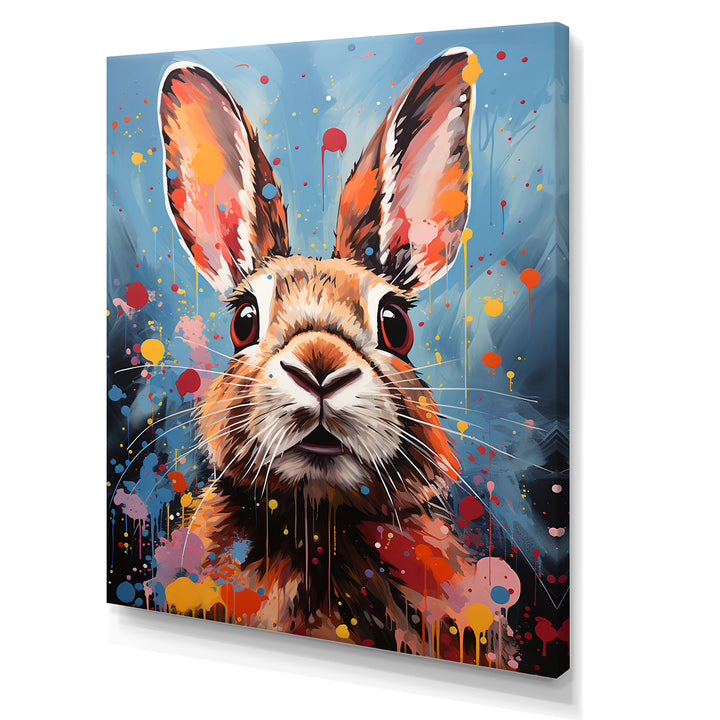 Pop Art Portrayal Of A Rabbit Hues - Rabbit Framed Canvas Art