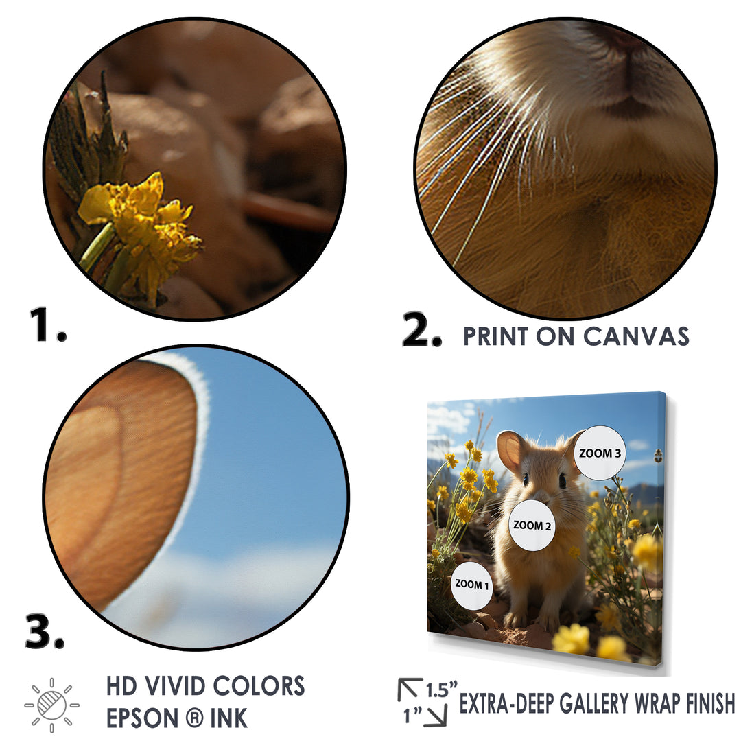 Curious Rabbit In Sunny Yellow Flower Field - Rabbit Canvas Wall Art
