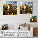 Curious Rabbit In Sunny Yellow Flower Field - Rabbit Canvas Wall Art