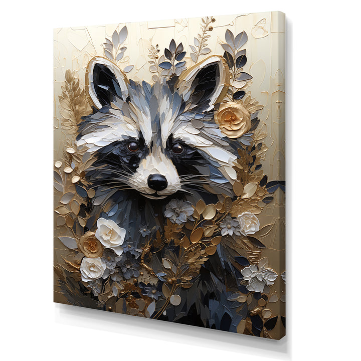 Mischief Blooming Raccoon Portrait - Raccoon Wall Art Prints