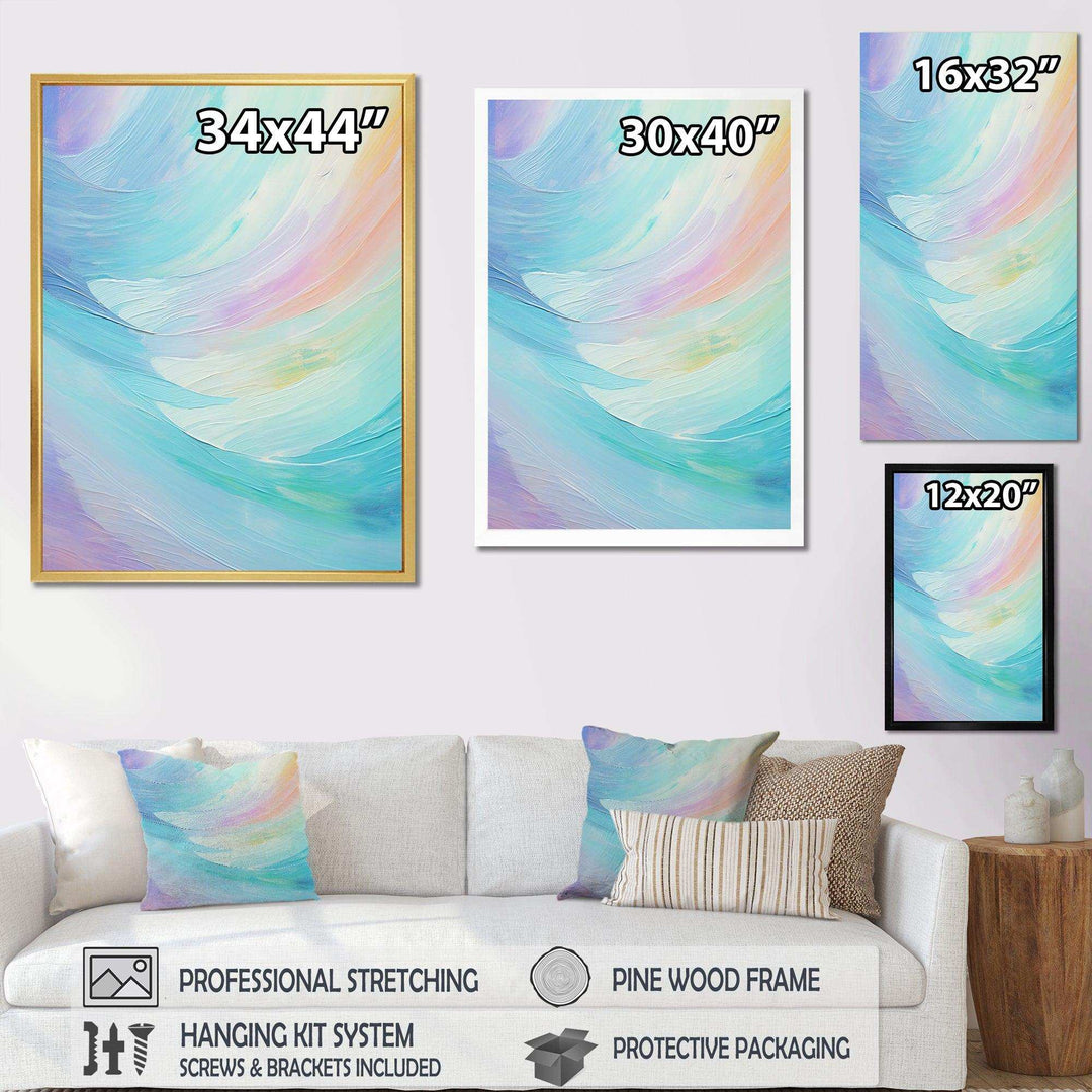 Soft Cyan Rainbow Whisper - Abstract Canvas Wall Art