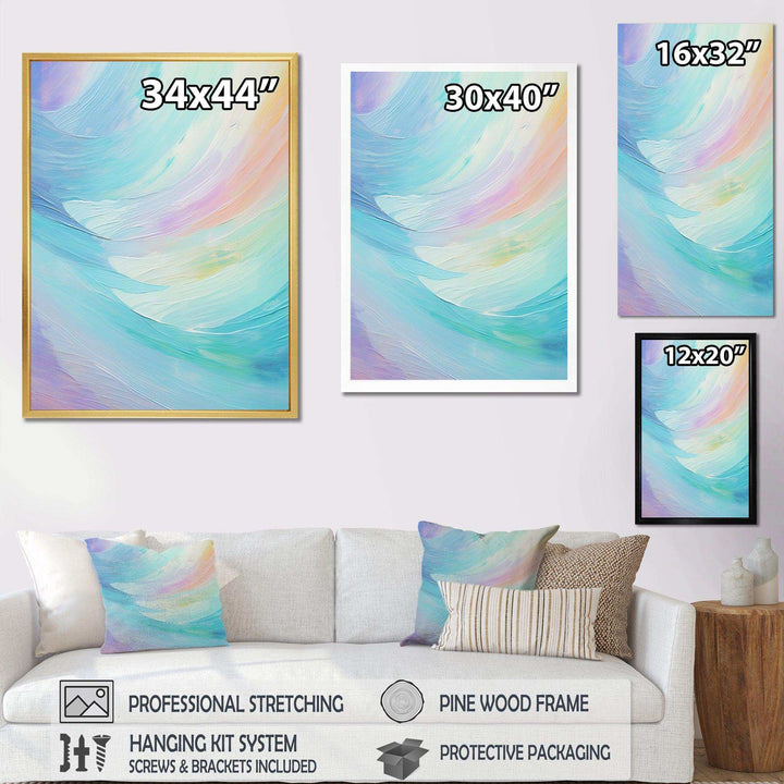 Soft Cyan Rainbow Whisper - Abstract Canvas Wall Art