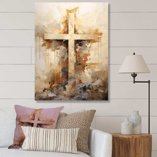 Minimalism Religious Cross - Spiritual Canvas Wall Art