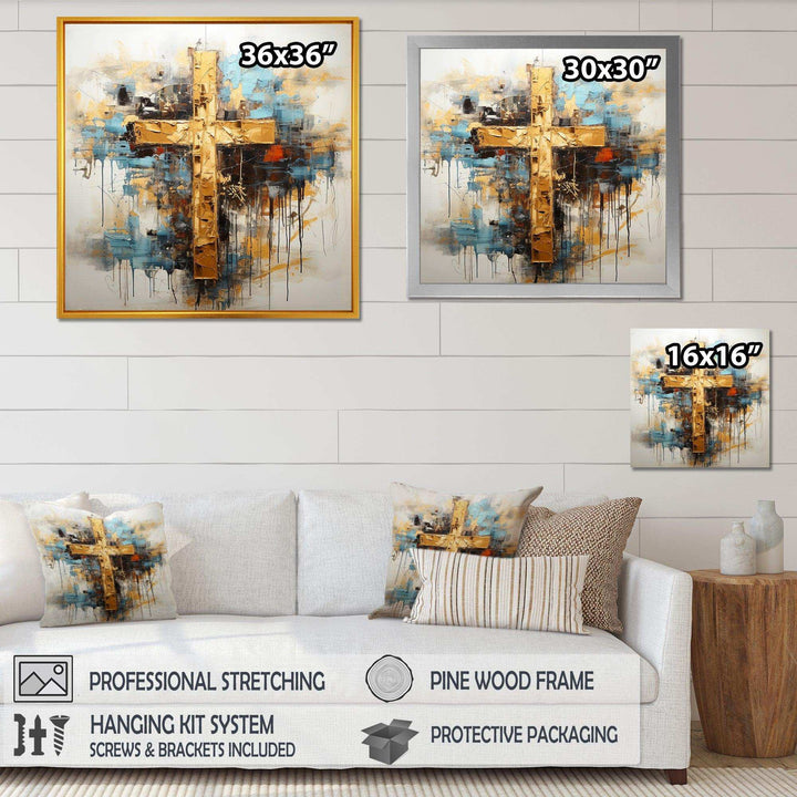 Divine Love Religious Cross III - Spiritual Canvas Wall Art