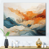 Abstract Orange And Blue River Ink - Abstract Canvas Wall Art