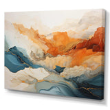 Abstract Orange And Blue River Ink - Abstract Canvas Wall Art