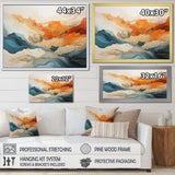 Abstract Orange And Blue River Ink - Abstract Canvas Wall Art