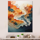 Abstract Orange And Blue River Ink I - Abstract Canvas Wall Art