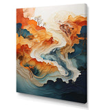 Abstract Orange And Blue River Ink I - Abstract Canvas Wall Art