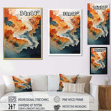 Abstract Orange And Blue River Ink I - Abstract Canvas Wall Art