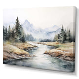 River Mountain In Minimal Canada II - Landscapes Canvas Wall Art