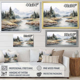 River Mountain In Minimal Canada II - Landscapes Canvas Wall Art