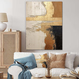 Abstract Beige Gold Road Collage IV - Abstract Canvas Wall Art