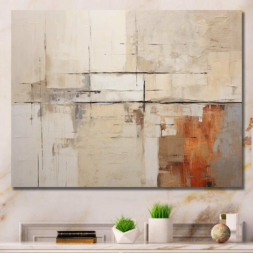 Abstract Beige Brown Road Collage - Abstract Canvas Wall Art