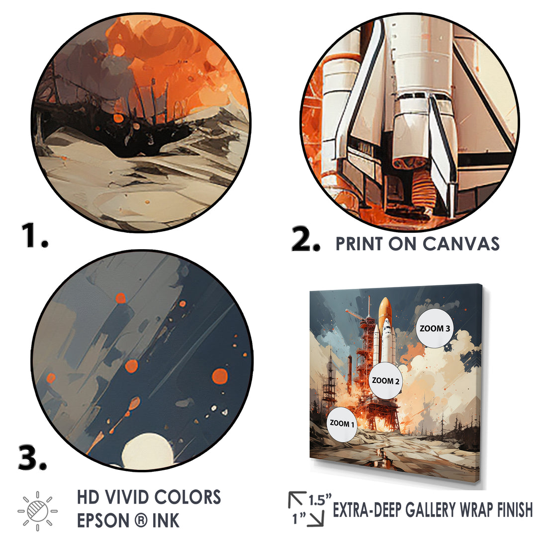 Modern Space Shuttle Launch - Rocketship Canvas Wall Art