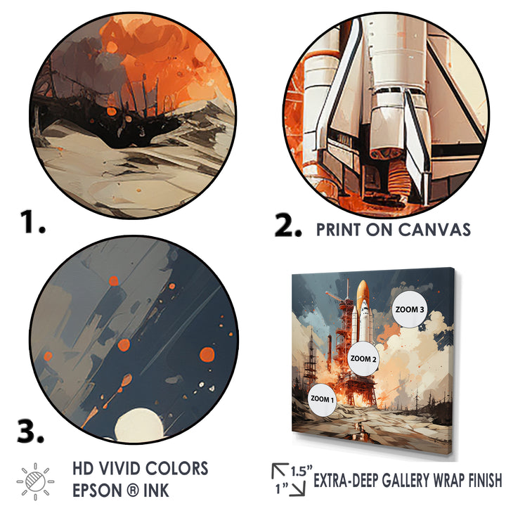 Modern Space Shuttle Launch - Rocketship Canvas Wall Art